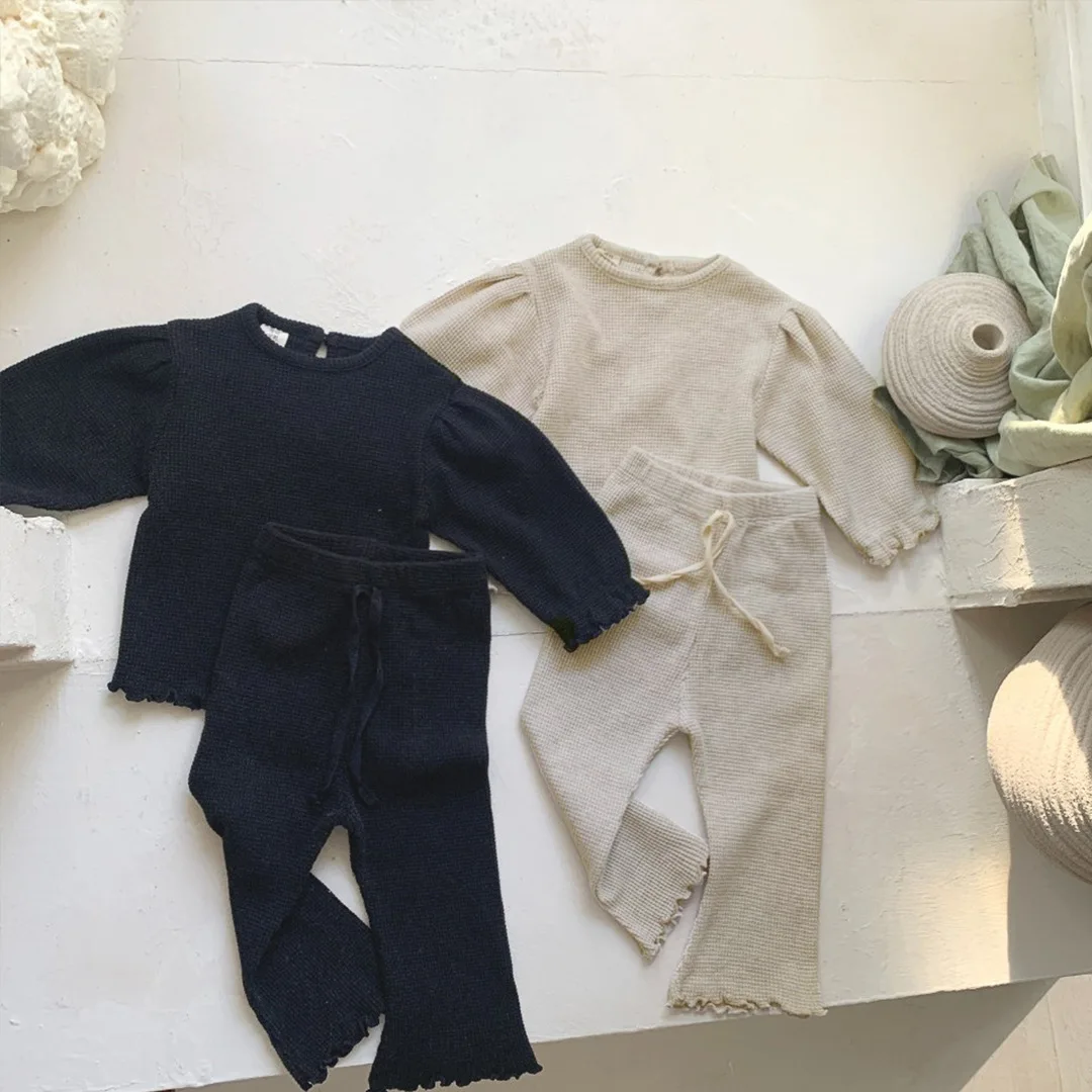 Baby Clothing Korea - Autumn 2025 Korea Waffle Girl's Suit