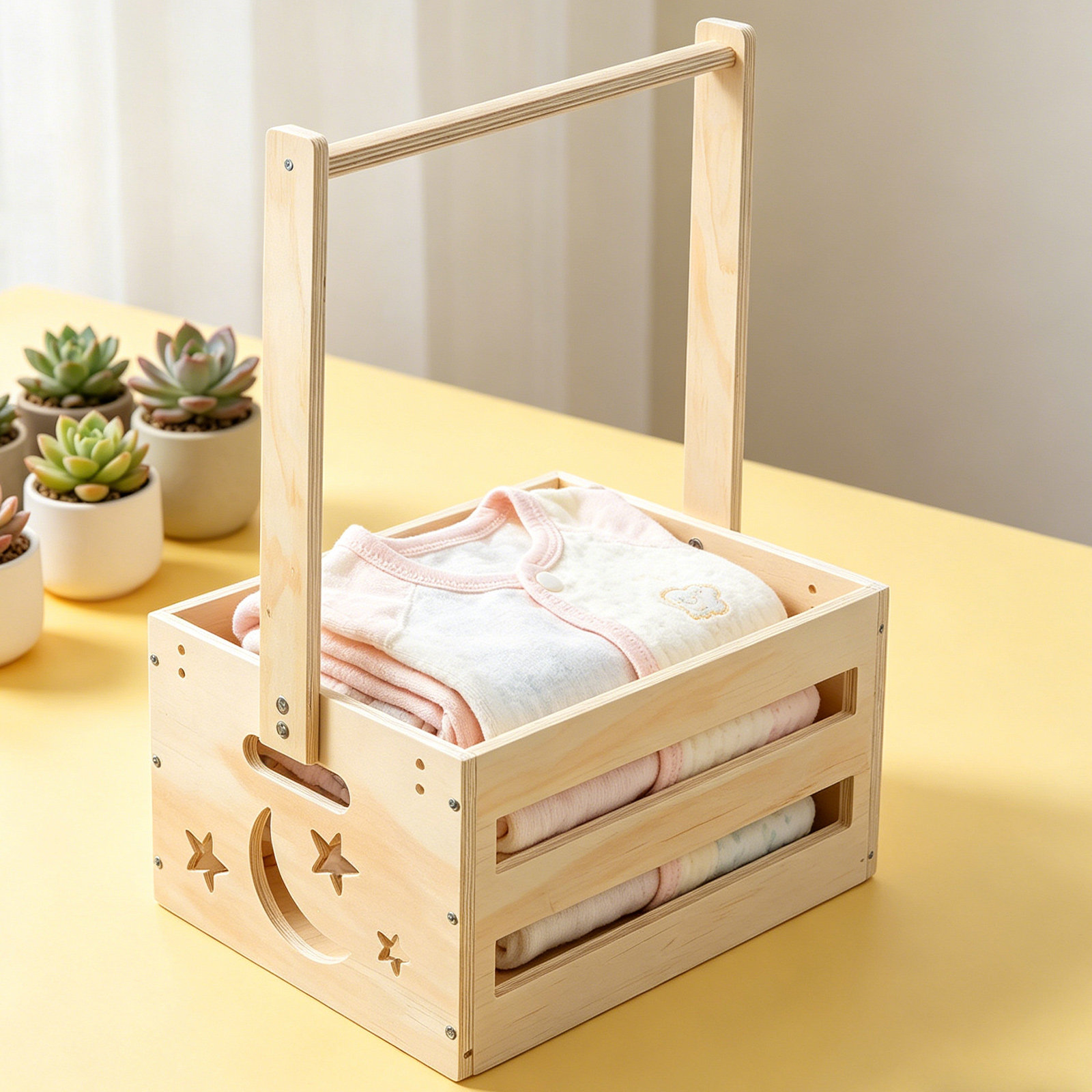Portable Wood Laundry Hamper B - Baby Clothing Keepsake recension och pris